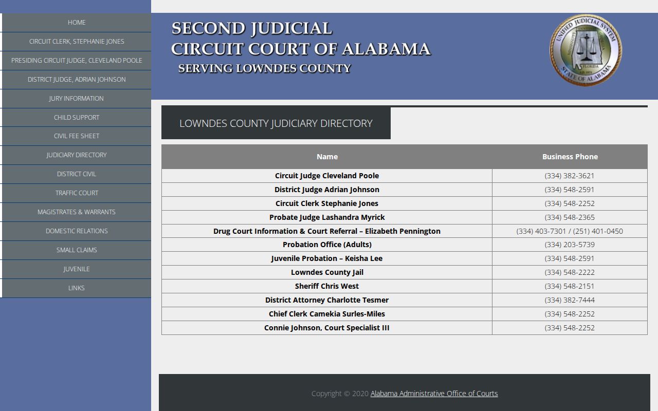 Lowndes County court docket judiciary directory