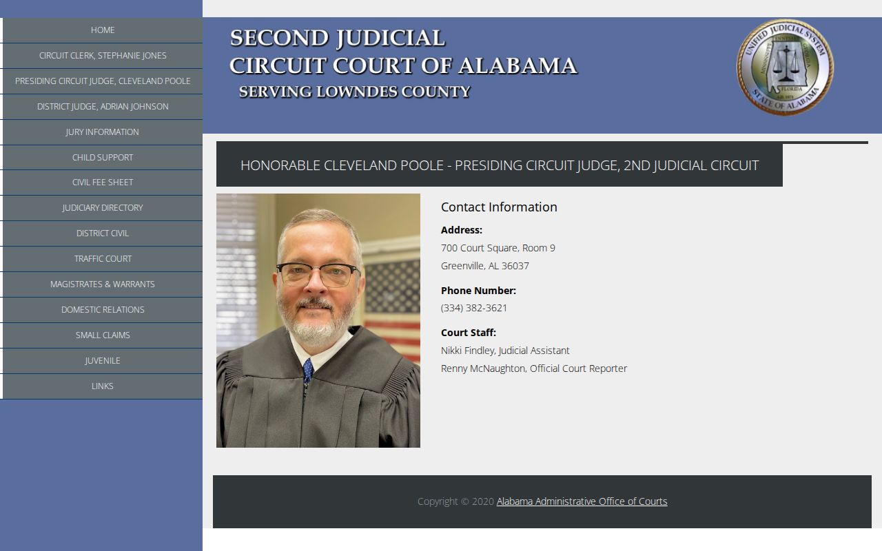 Lowndes County Circuit Court docket judge information