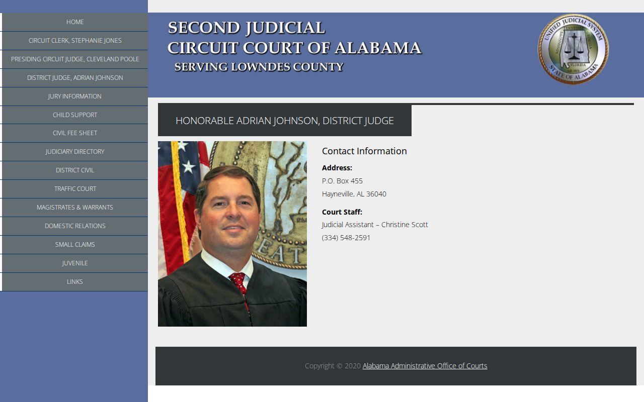Lowndes County District Court docket judge information