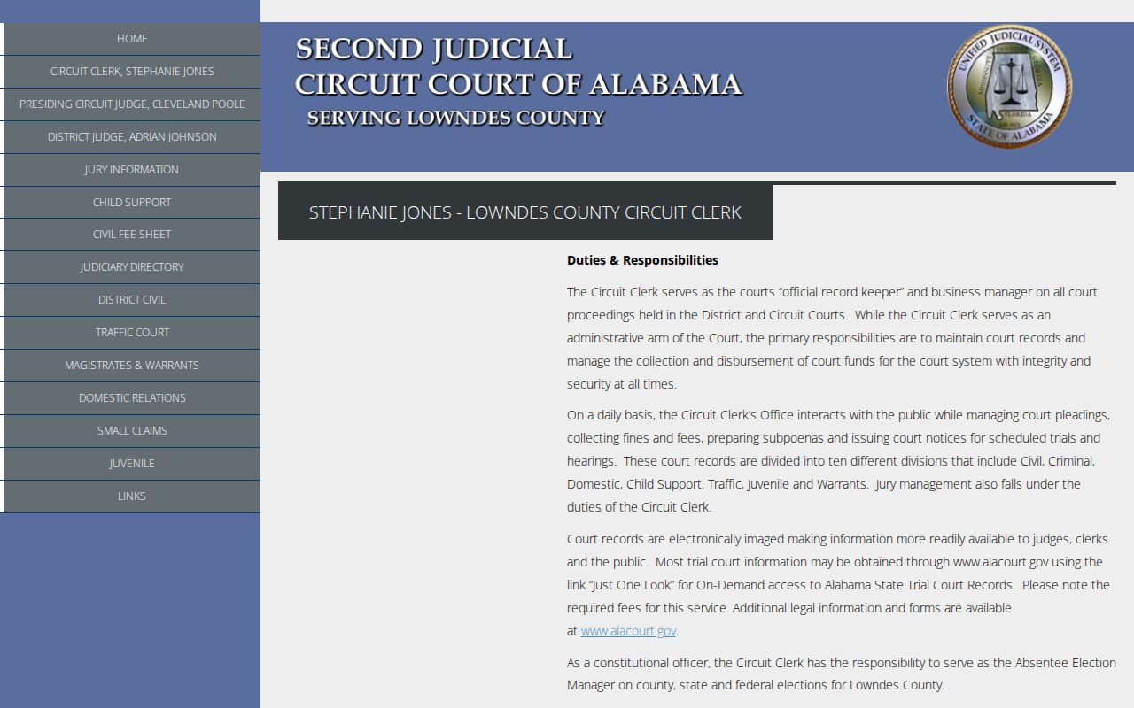 Lowndes County court docket Circuit Clerk record duties