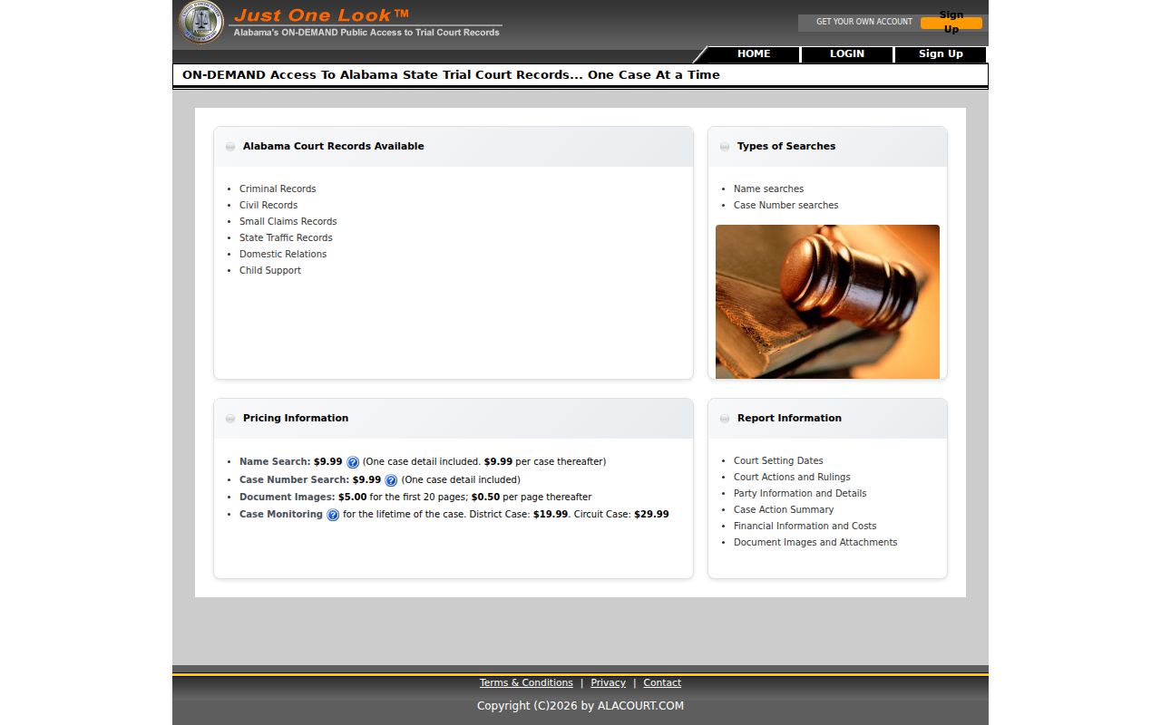Lowndes County case lookup through Just One Look