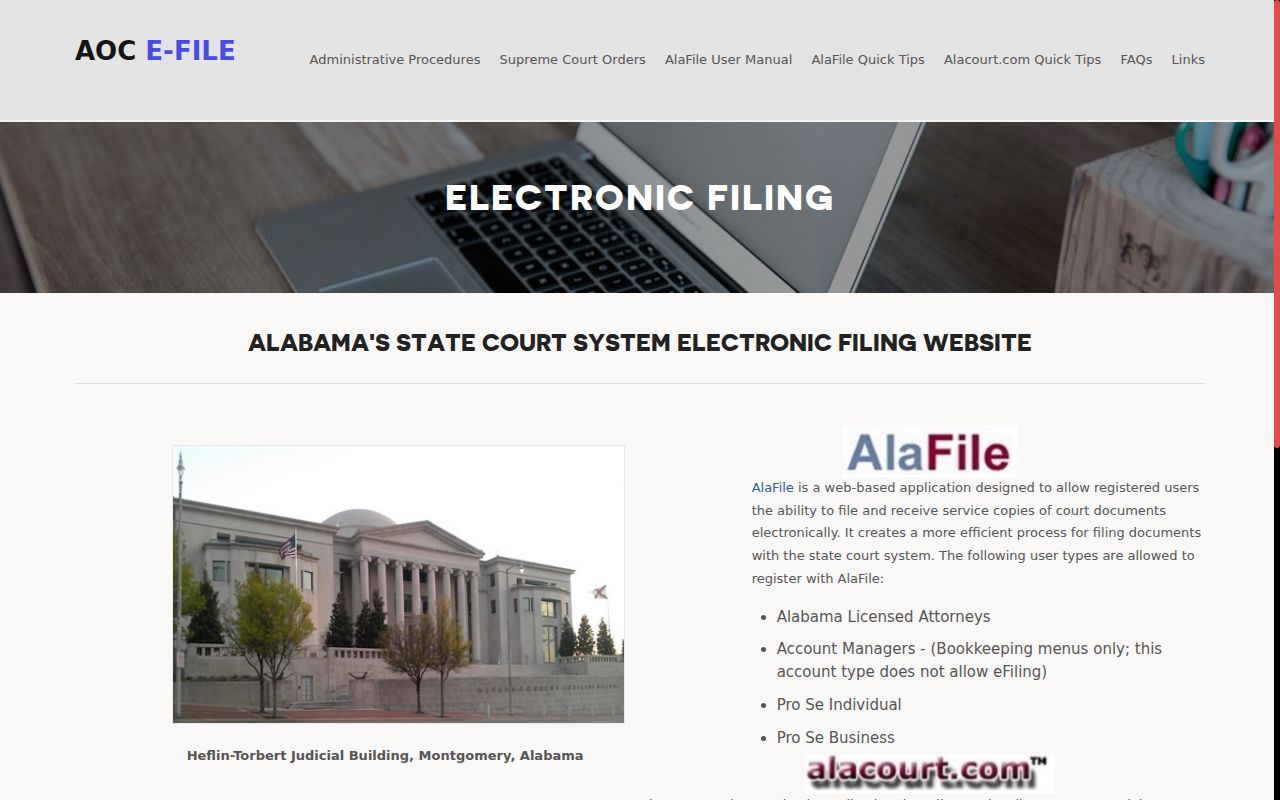 Lowndes County court record access through Alabama electronic court products