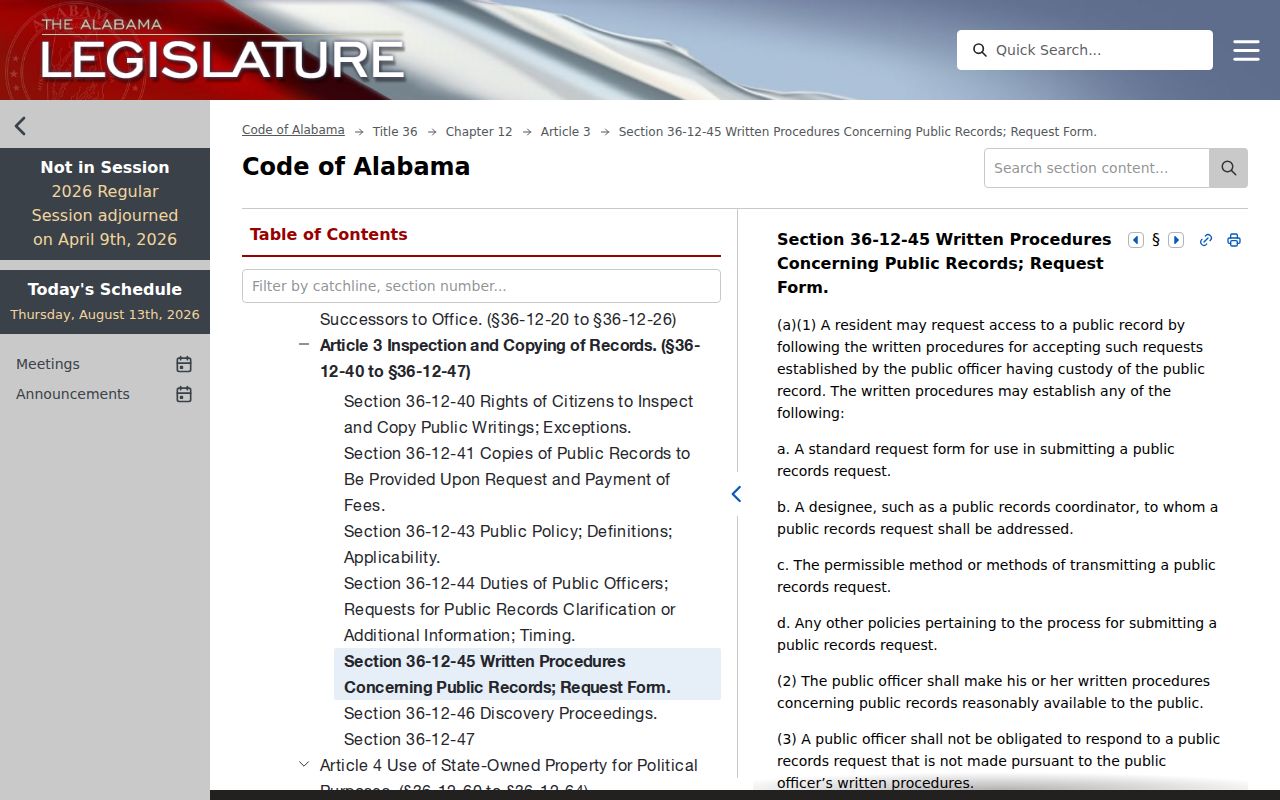 Lowndes County court record request law in the Alabama Code