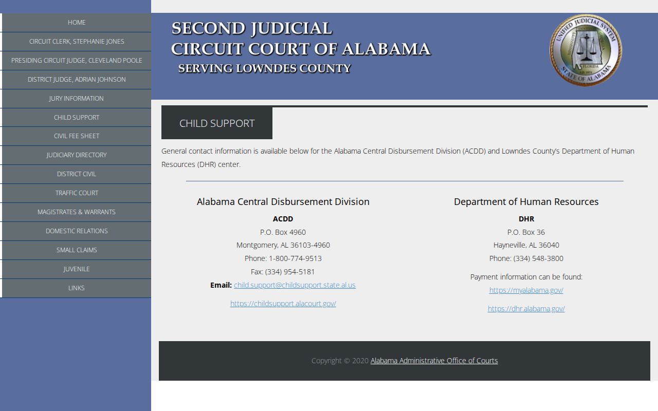 Hayneville court docket Lowndes child support division page